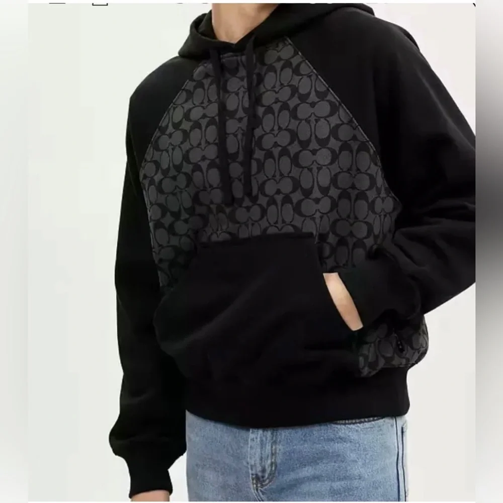 Coach Signature Logo Pattern‎ Full Zip Hoodie Mens Size XL